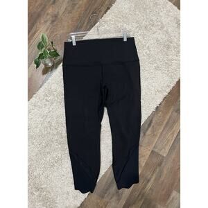 Lululemon 12 Black Wunder Under Scallop Hem Cropped High Waisted Mesh Leggings